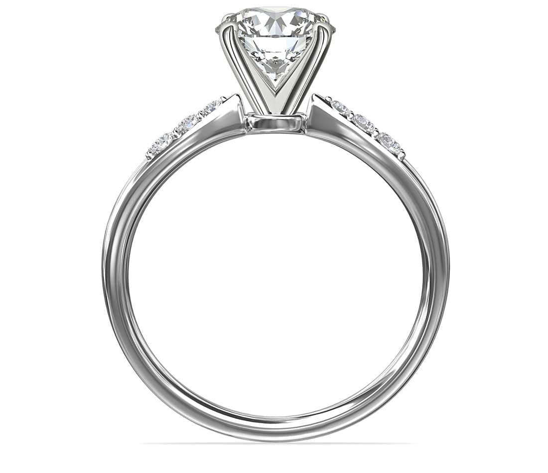 1 Ct Round Natural Diamond Engagement Ring Round cut 1Ct Moissanite Brilliant Cut engagement ring in 935 Argentium Silver — custom handcrafted by Forever For Love