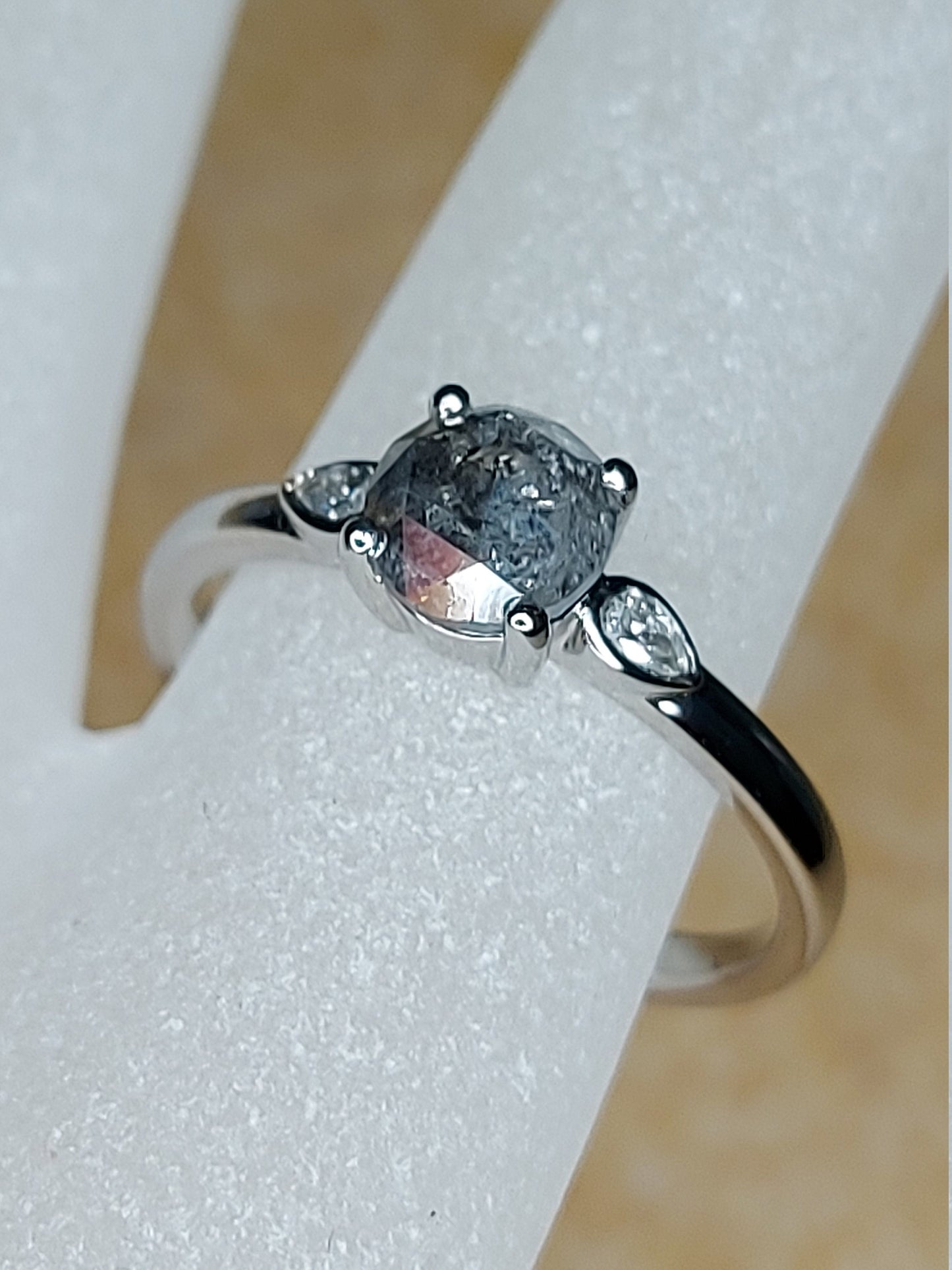 Pear Natural Diamond Solitaire Engagement Ring Pear cut 1Ct Moissanite Brilliant Cut engagement ring in 935 Argentium Silver — custom handcrafted by Forever For Love