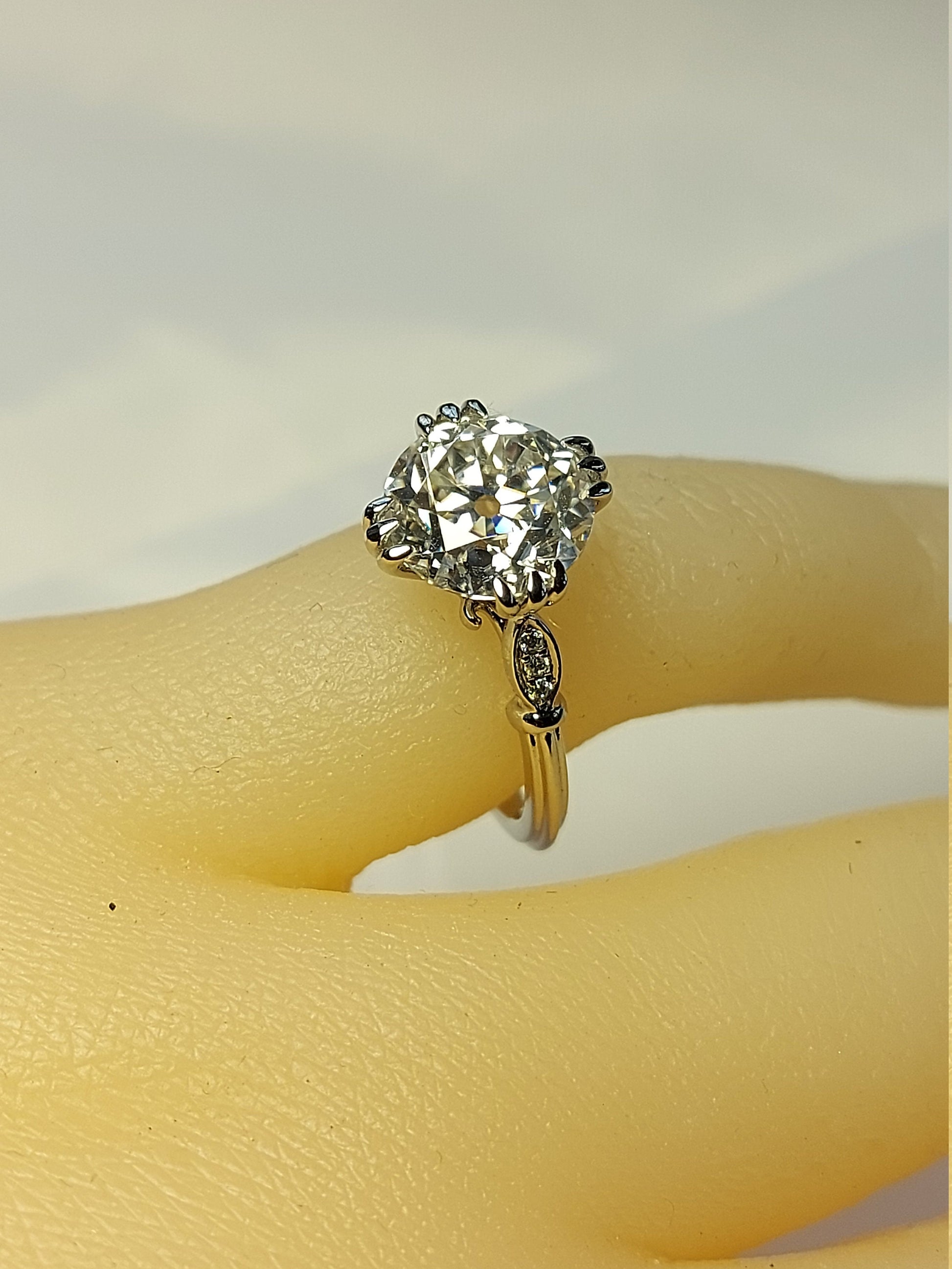 2.5 Ct Old Mine Moissanite Solitaire Engagement Ring