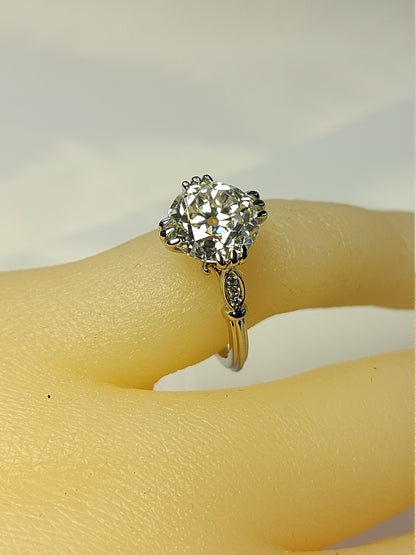 2.5 Ct Old Mine Moissanite Solitaire Engagement Ring