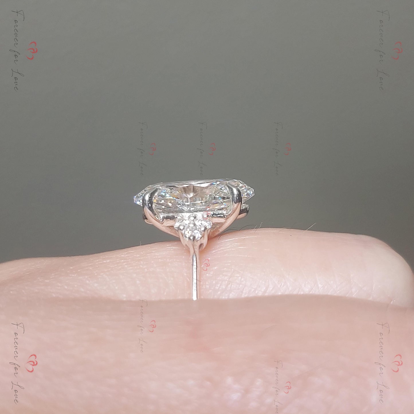 Bague éternité ovale en diamant de laboratoire de 3 carats Oval cut 1Ct Moissanite Taille Brillant engagement ring in Gold or Platinum — custom handcrafted by Forever For Love
