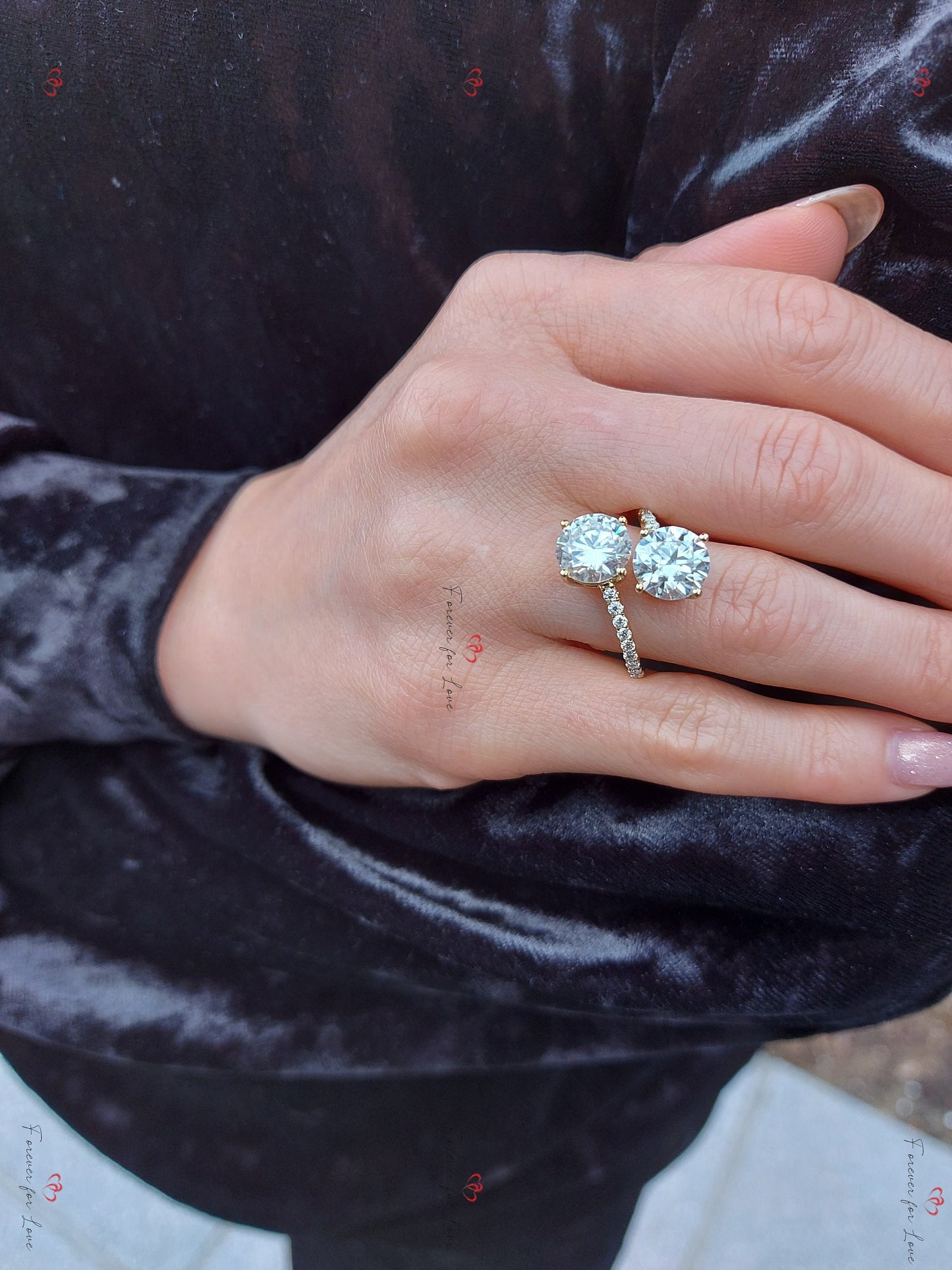 3 Ct Round Moissanite Solitaire Engagement Ring Round cut 1Ct Moissanite Brilliant Cut engagement ring in 935 Argentium Silver — custom handcrafted by Forever For Love