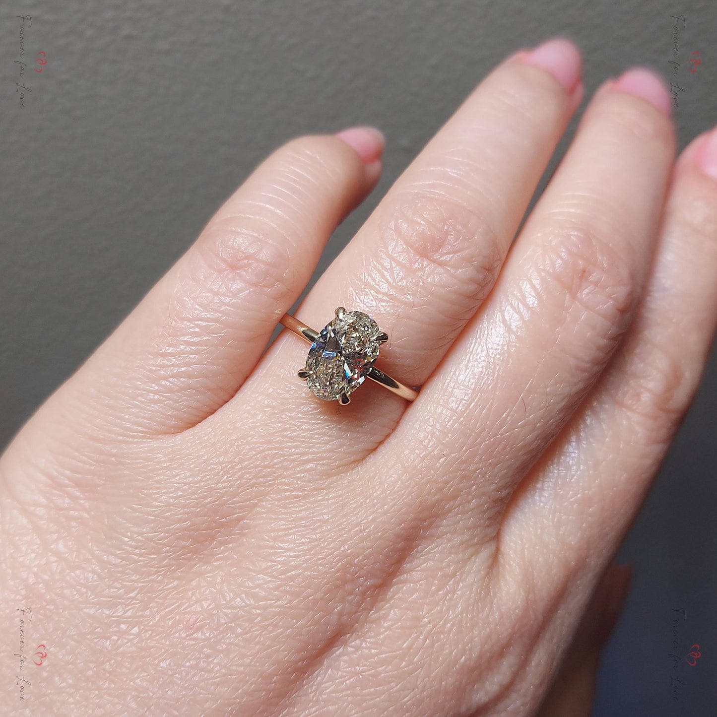 2 Ct IGI Certified Oval Lab Diamond Hidden Halo Solitaire Ring Oval cut 1Ct Moissanite Brilliant Cut engagement ring in 935 Argentium Silver — custom handcrafted by Forever For Love