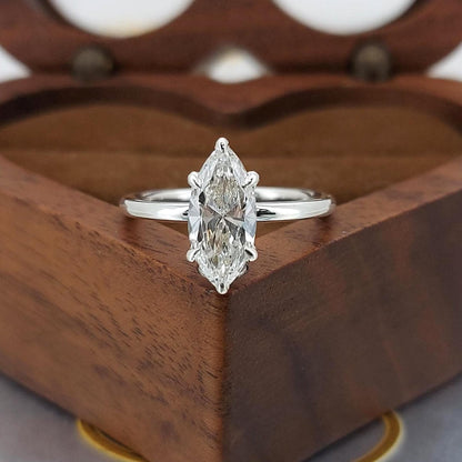 IGI Certified Marquise Lab Diamond Solitaire Engagement Ring