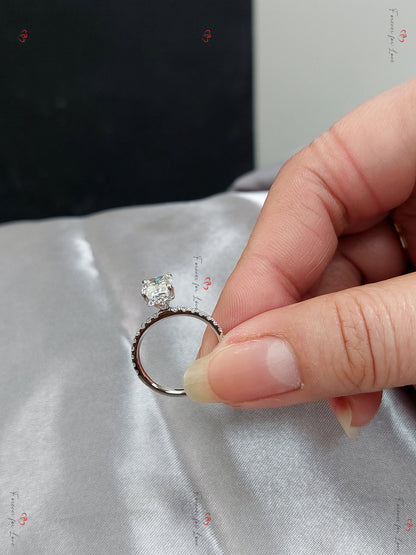 1.5 Ct Radiant Diamond, Moissanite Solitaire Engagement Ring