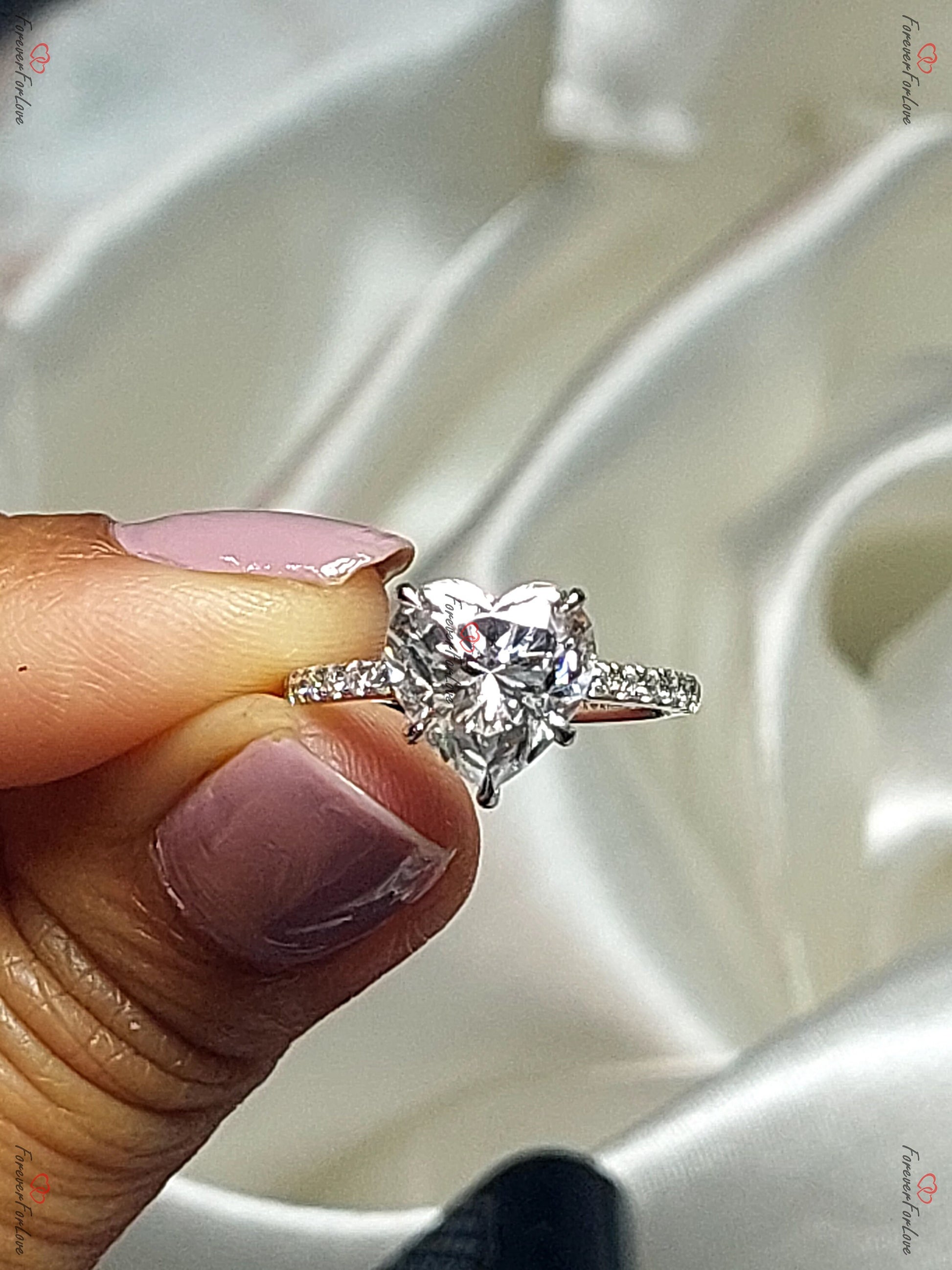 5 Ct Heart Moissanite Engagement Ring