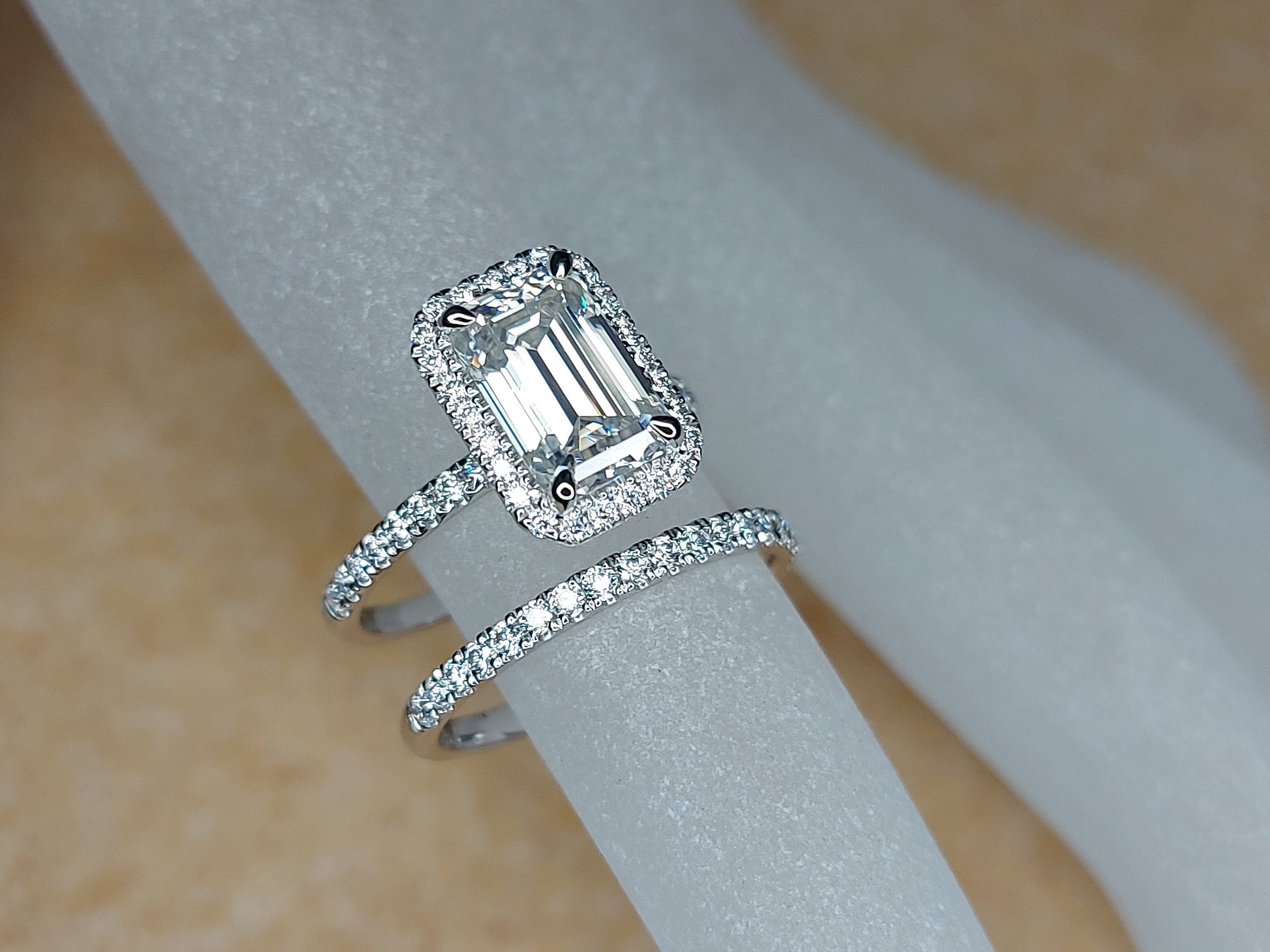 2 Ct Emerald Moissanite, Emerald Solitaire Engagement Ring