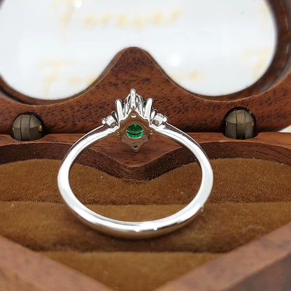 1.1 Ct Round Lab Diamond, Emerald Engagement Ring
