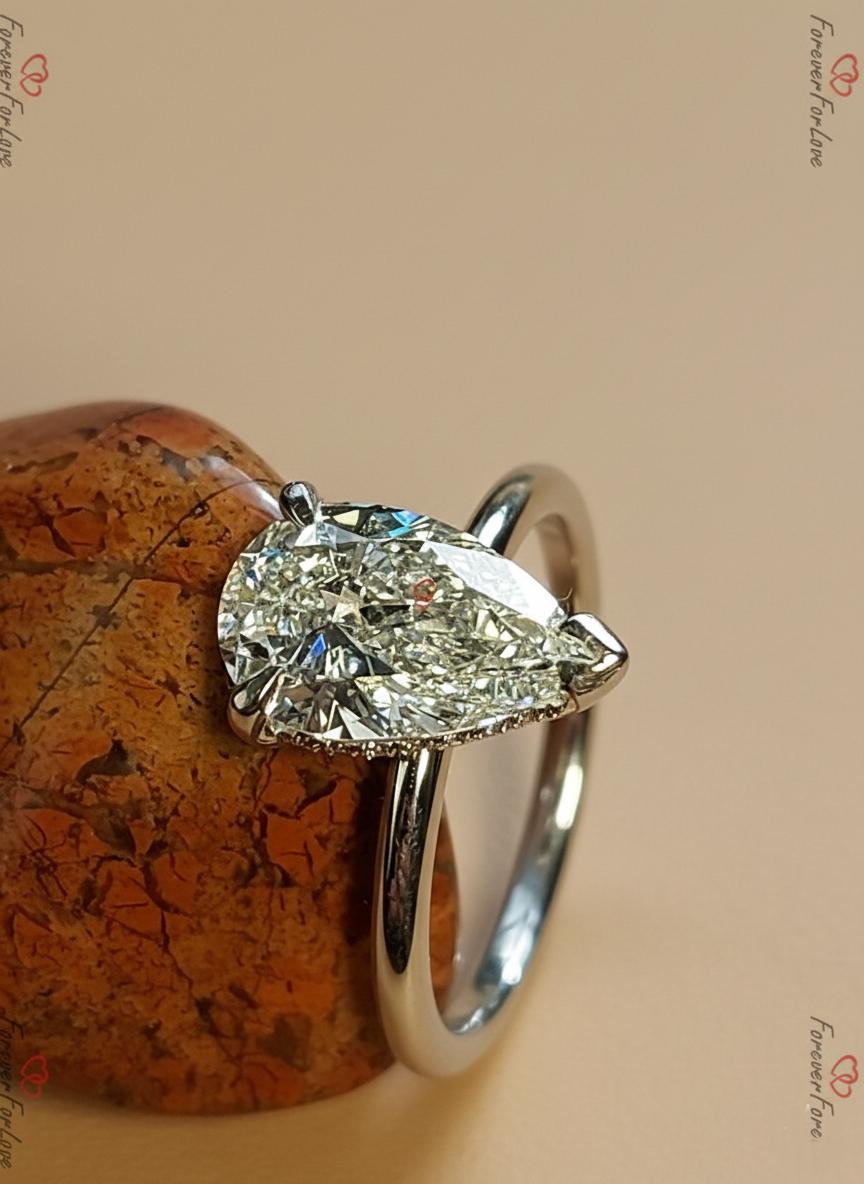 2 Ct Pear Lab Diamond Solitaire Engagement Ring
