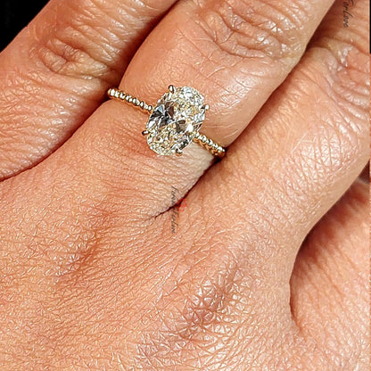 1.30 Ct IGI Certified Oval Lab Diamond Hidden Halo Engagement Ring