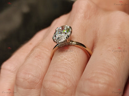 4.5 Ct Oval Diamond, Moissanite Hidden Halo Engagement Ring