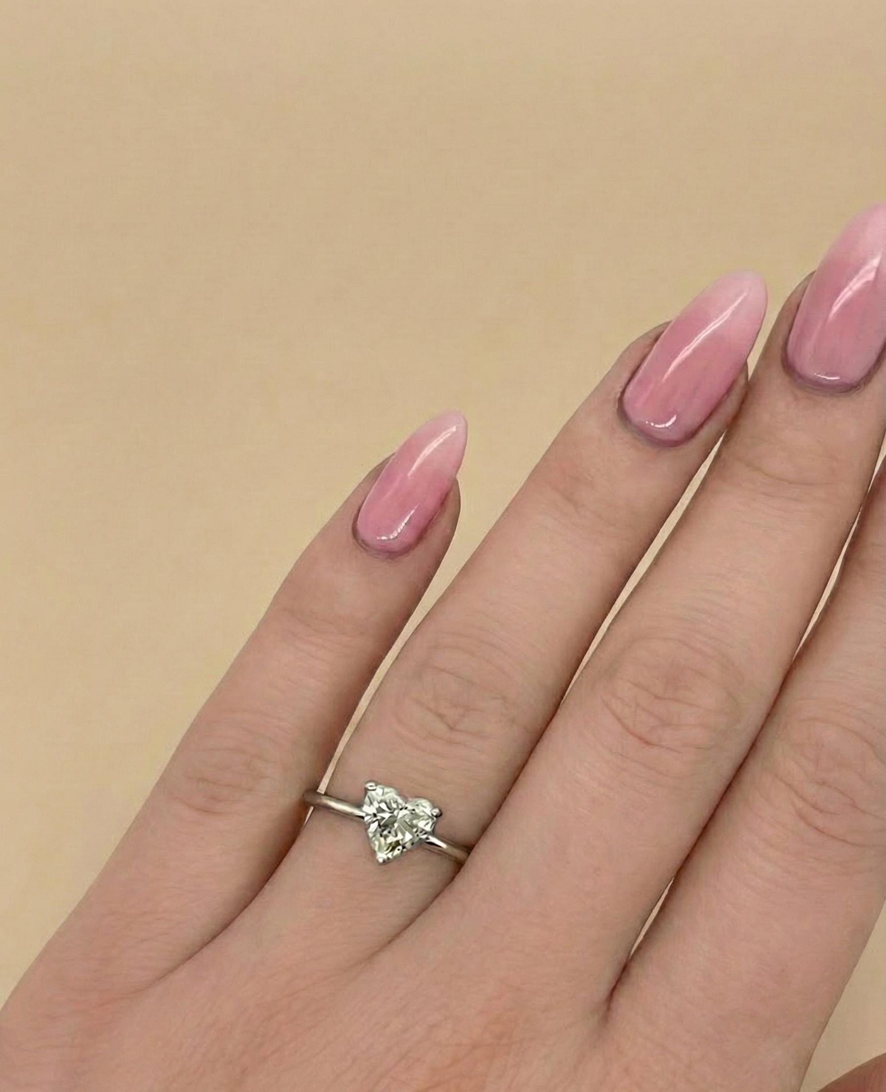 1 Ct Heart Lab Diamond Solitaire Engagement Ring