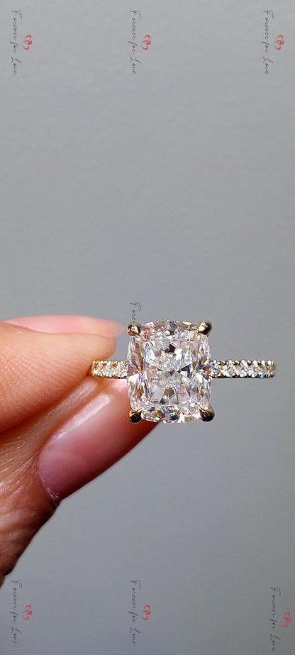 3 Ct Cushion Moissanite Engagement Ring