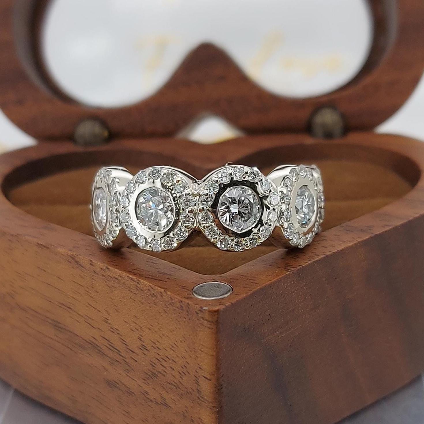 Round Lab Diamond Half Eternity Band