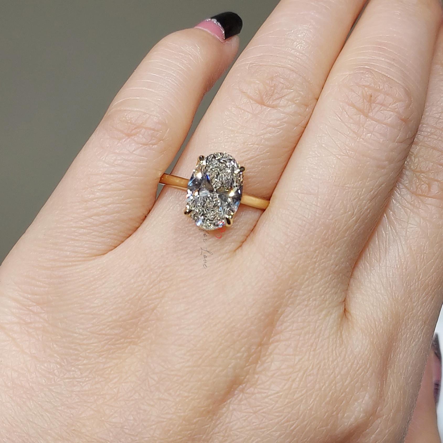 3.5 Ct Oval Lab Diamond Solitaire Engagement Ring