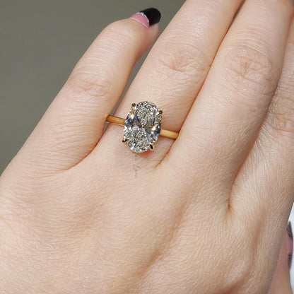 3.5 Ct Oval Lab Diamond Solitaire Engagement Ring
