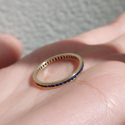 Round Blue Sapphire Full Eternity Band