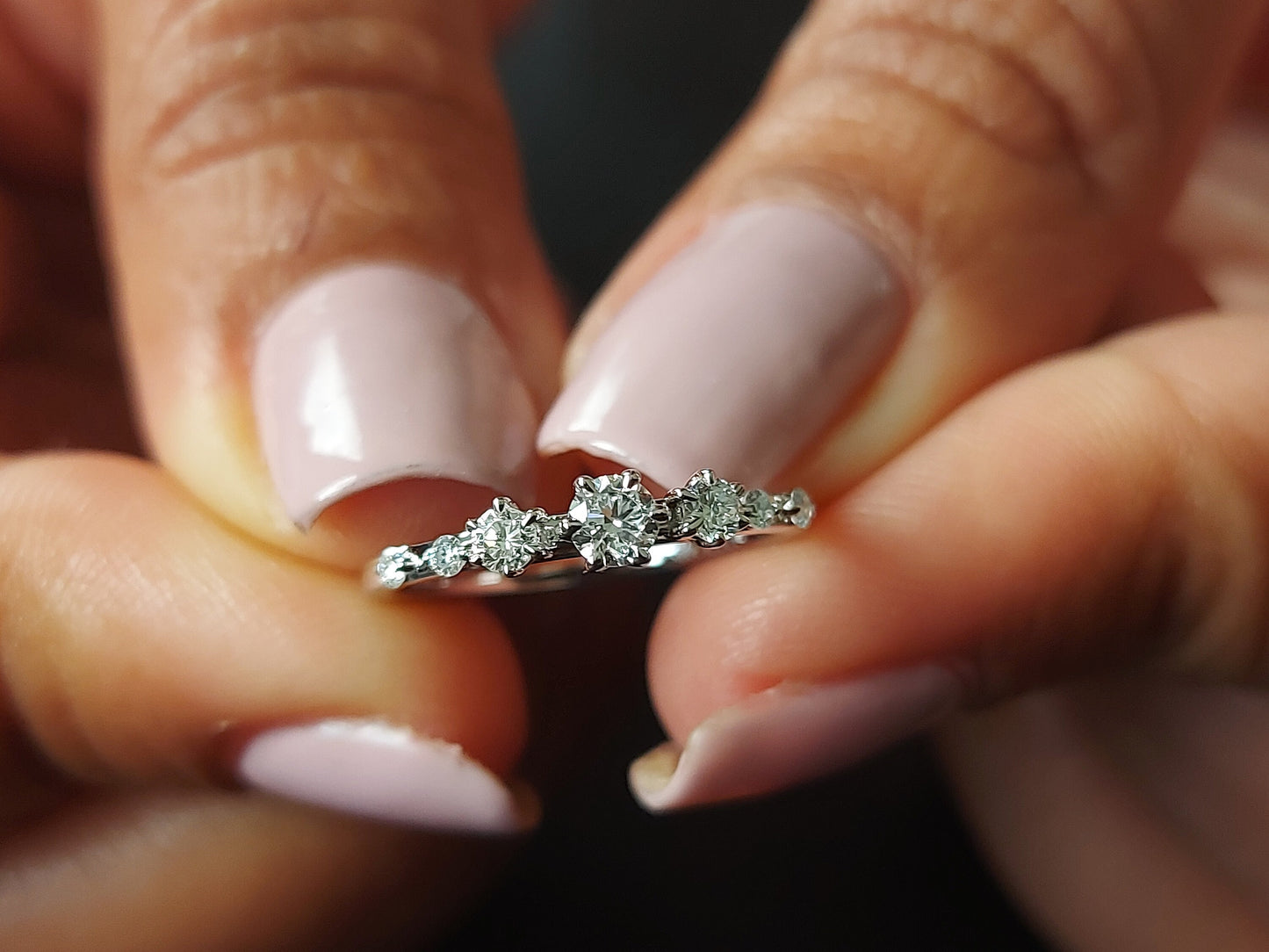 Diamond Stacking Ring Round cut Moissanite Brilliant Cut engagement ring in 935 Argentium Silver — custom handcrafted by Forever For Love