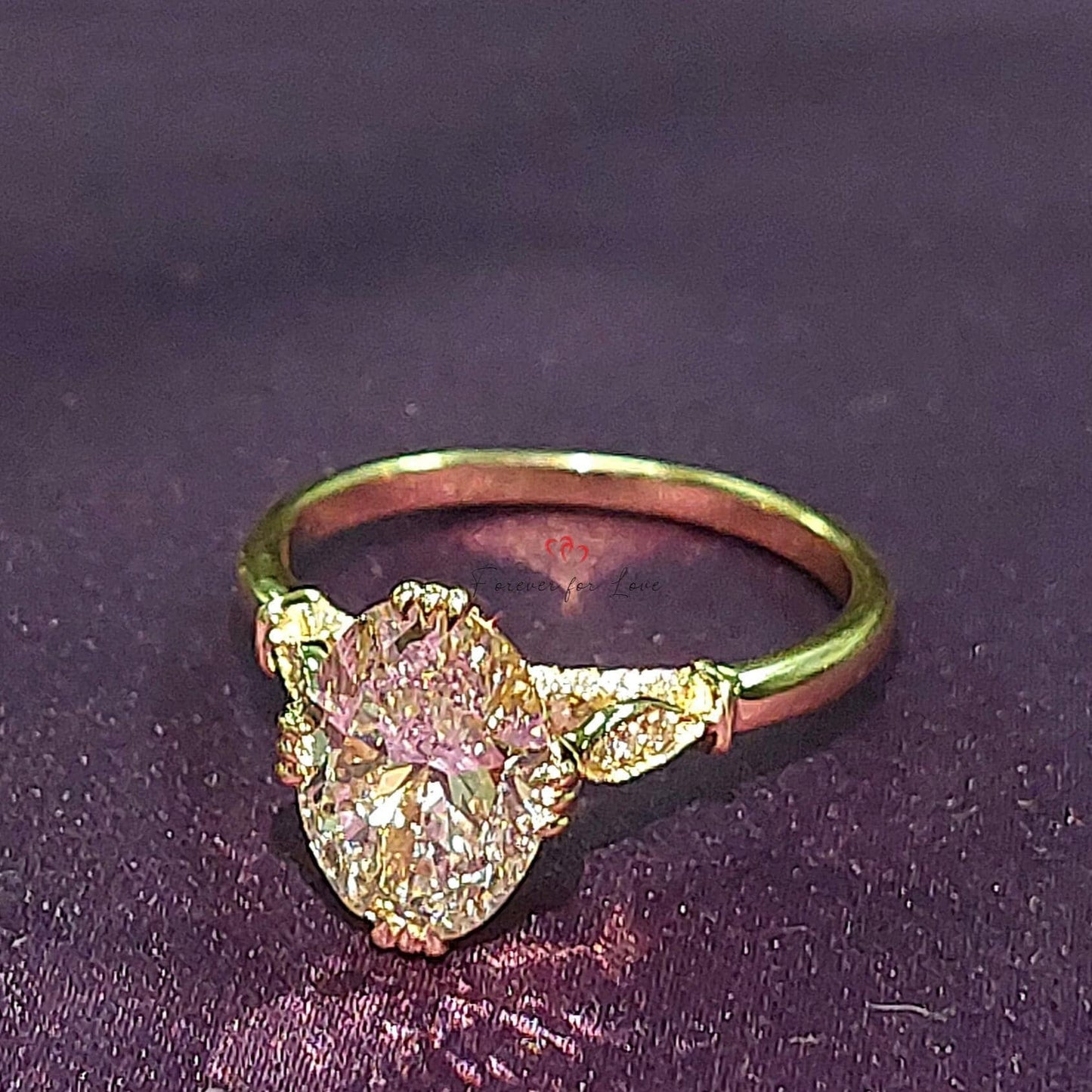 2.03 Ct Oval Lab Diamond Vintage Engagement Ring Oval cut 1Ct Moissanite Brilliant Cut engagement ring in 935 Argentium Silver — custom handcrafted by Forever For Love