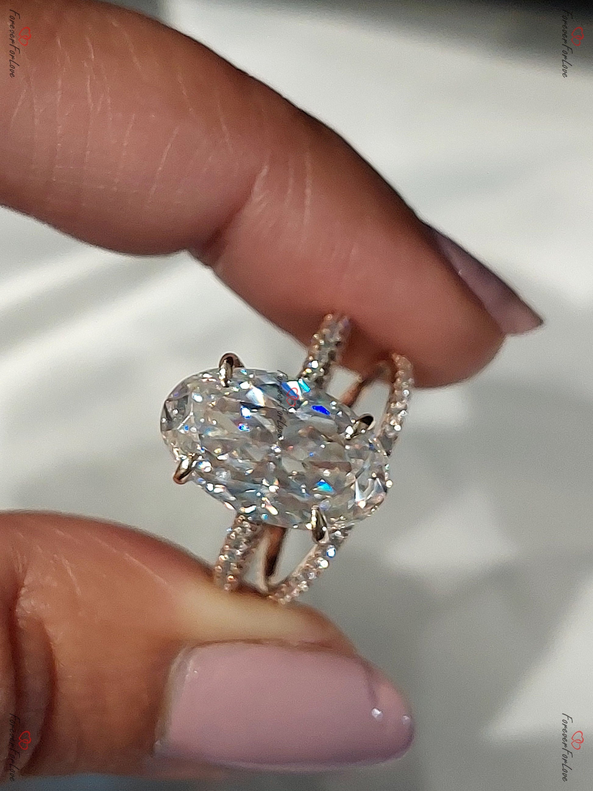 8 Ct Oval Natural Diamond, Moissanite Solitaire Engagement Ring