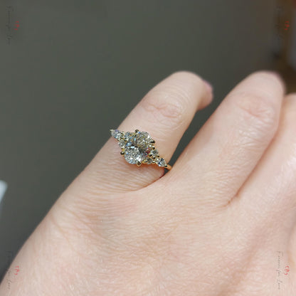 1.5 Ct IGI Certified Oval Lab Diamond Three Stone Engagement Ring