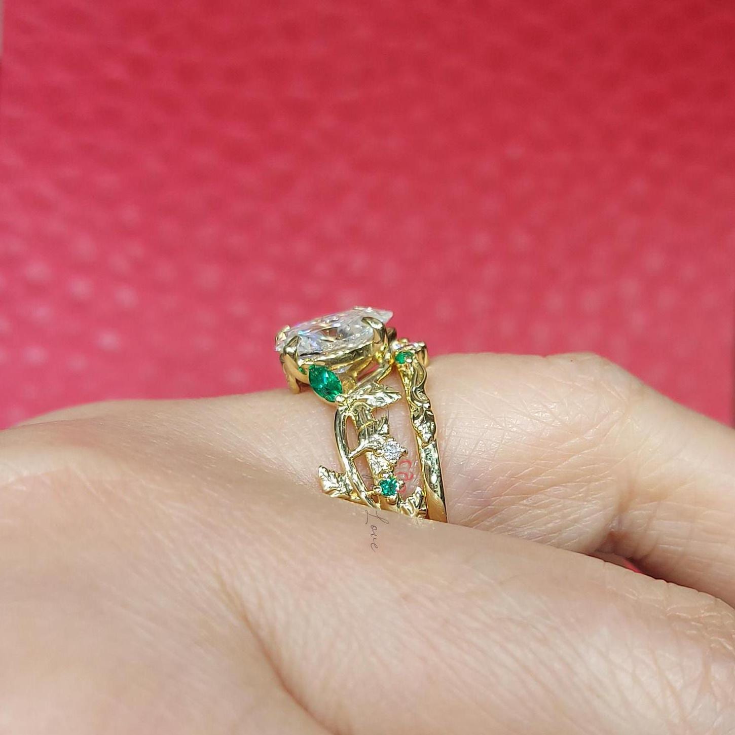 2 Ct IGI Certified Pear Lab Diamond Wedding Ring