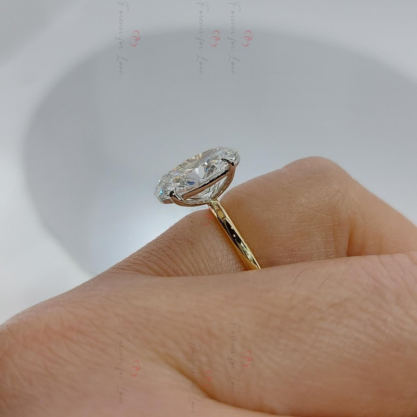 4 Ct Oval E, VVS2 Solitaire Ring, IGI Certified Oval Diamond Engagement ring 14K Yellow Gold Ring, Lab Grown Diamond Promise Ring. Oval cut 1Ct Moissanite Brilliant Cut engagement ring in 935 Argentium Silver — custom handcrafted by Forever For Love