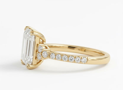 3 Ct IGI Certified Emerald Lab Diamond Engagement Ring