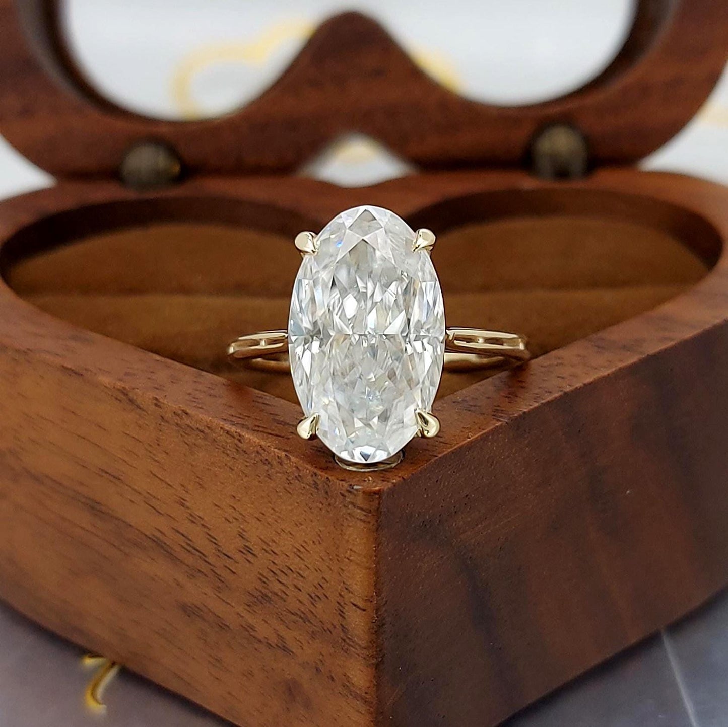 5 Ct Oval Moissanite Engagement Ring Oval cut 1Ct Moissanite Brilliant Cut engagement ring in 935 Argentium Silver — custom handcrafted by Forever For Love