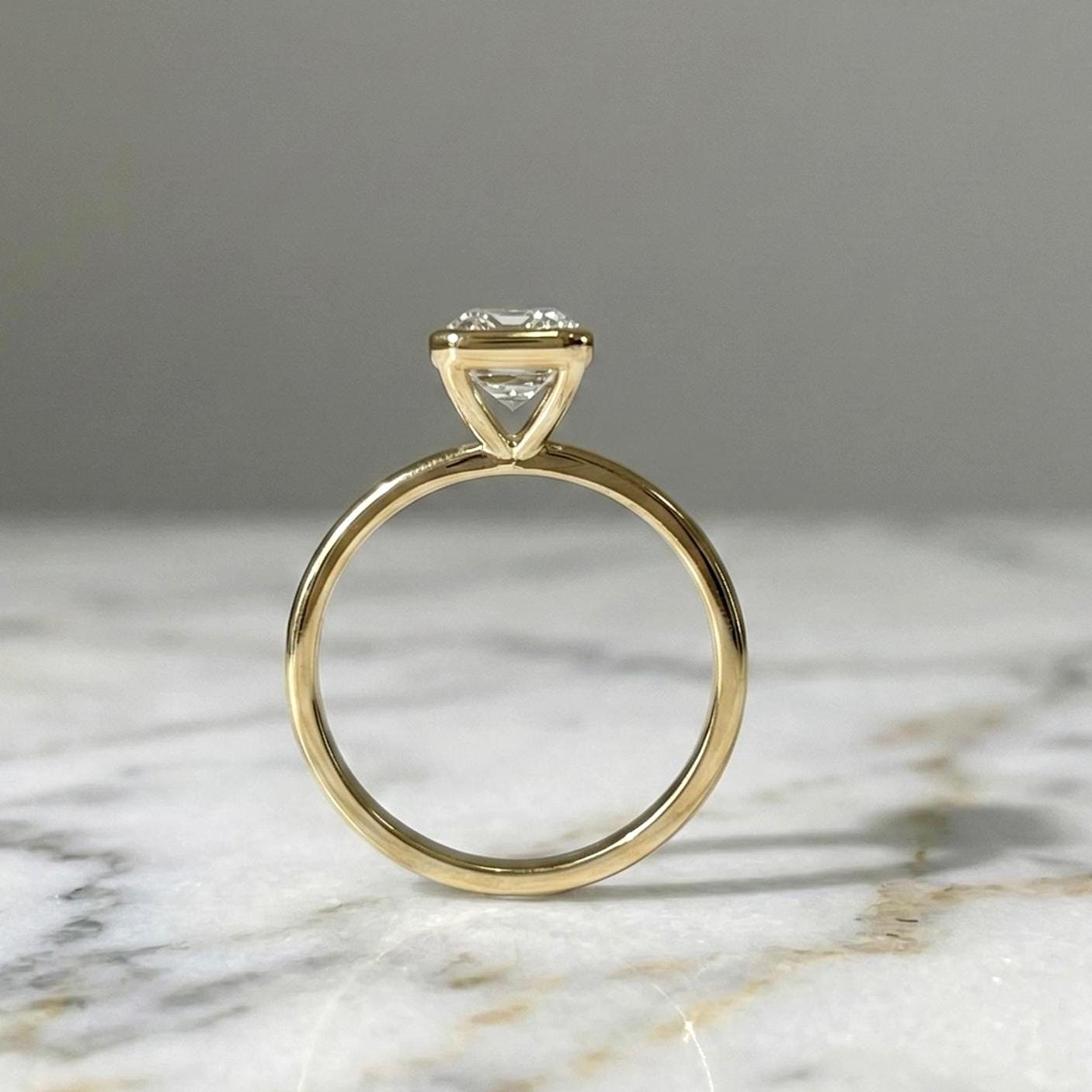 3 Ct Emerald Lab Diamond, Emerald Solitaire Engagement Ring