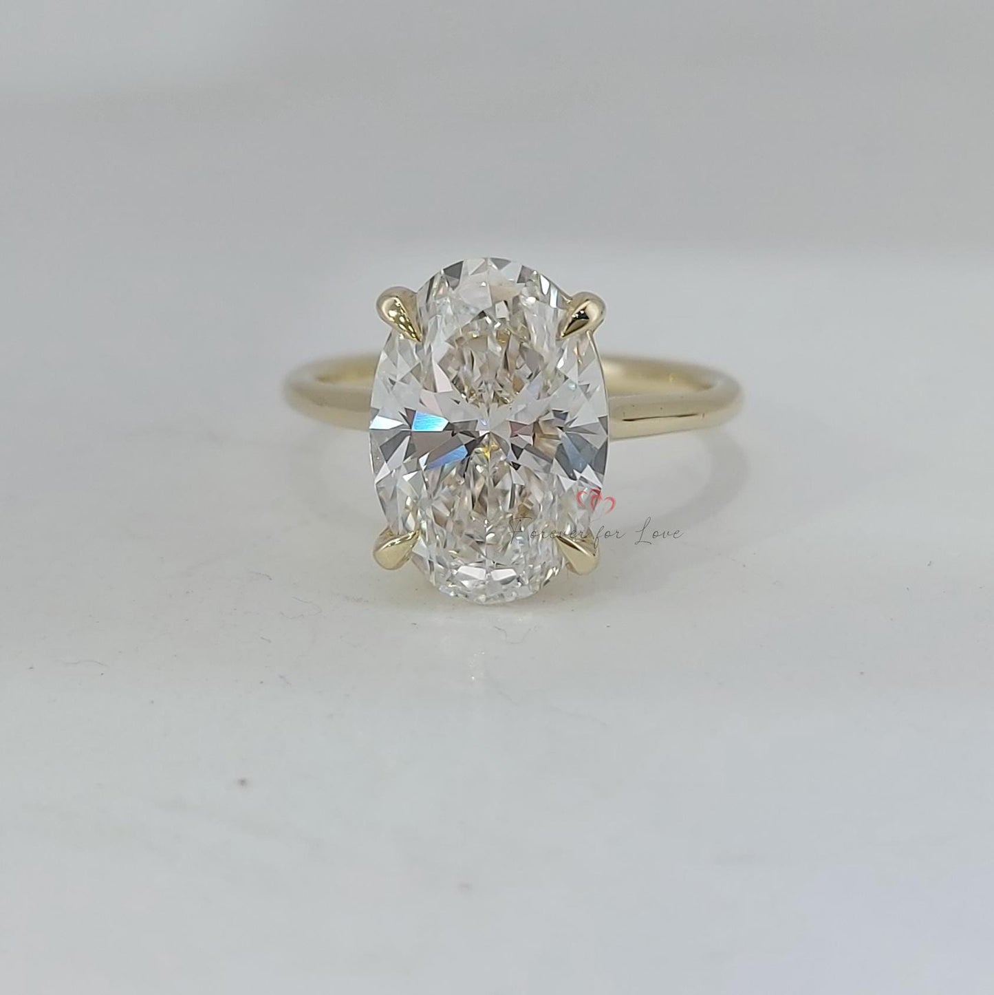 3.5 Ct Oval Lab Diamond Solitaire Engagement Ring Oval cut 1Ct Moissanite Brilliant Cut engagement ring in 935 Argentium Silver — custom handcrafted by Forever For Love