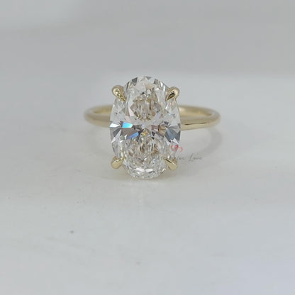 3.5 Ct Oval Lab Diamond Solitaire Engagement Ring