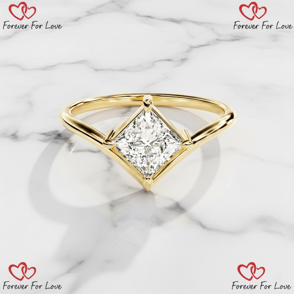 1.00 Ct Princess Lab Diamond Engagement Ring