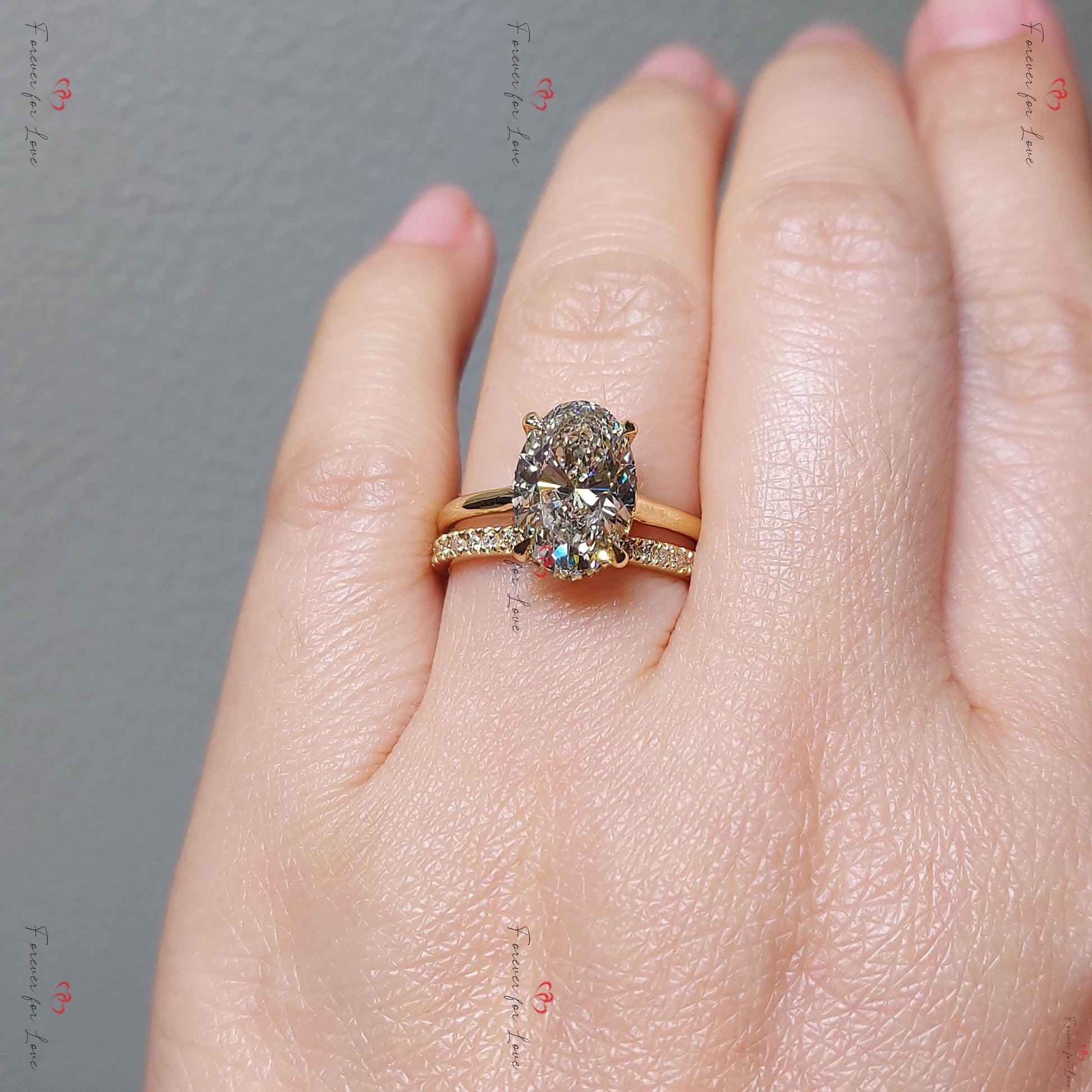 3.5 Ct Oval Lab Diamond Hidden Halo Engagement Ring