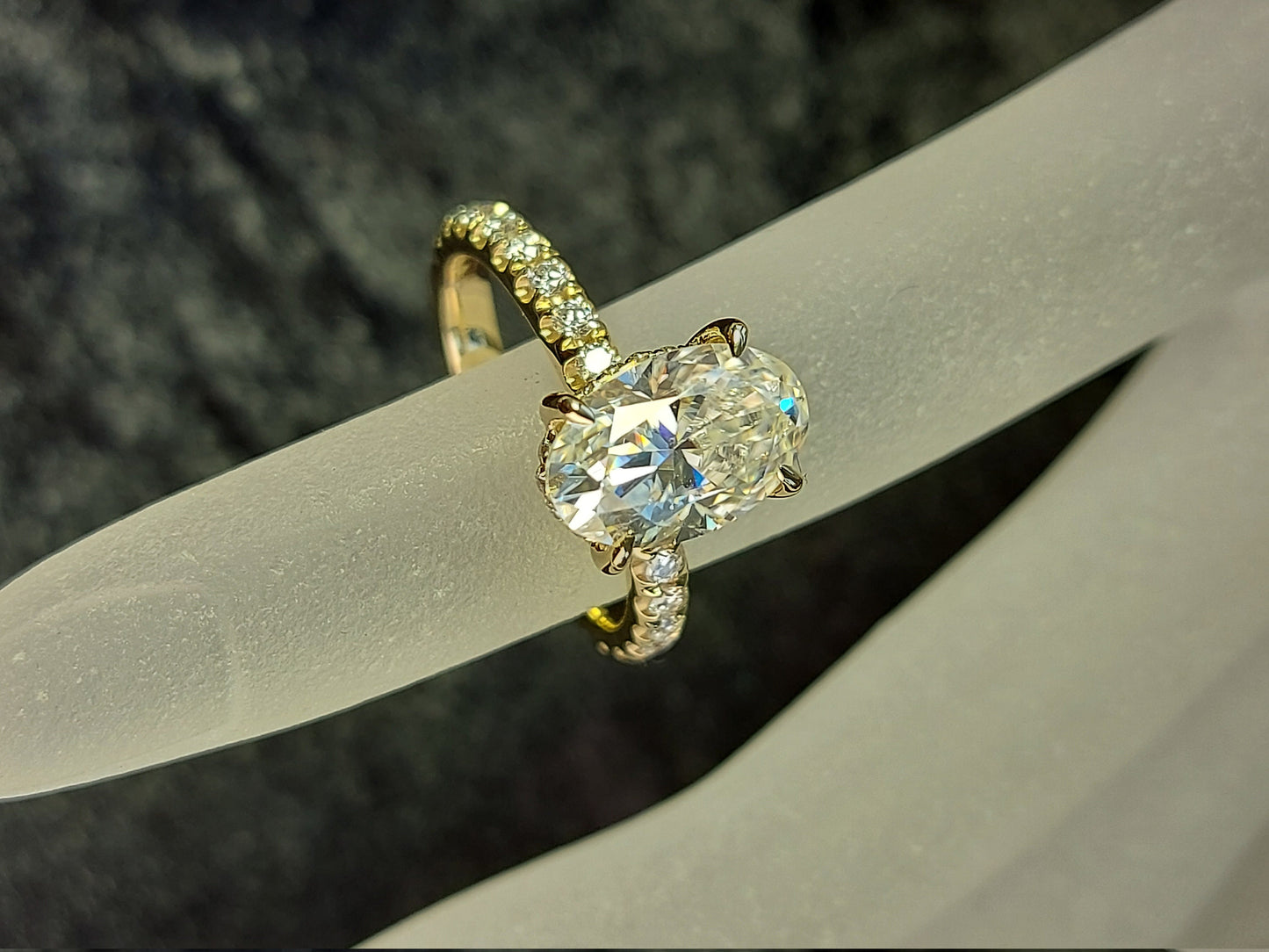3 Ct Oval Moissanite Engagement Ring Oval cut 1Ct Moissanite Brilliant Cut engagement ring in 935 Argentium Silver — custom handcrafted by Forever For Love