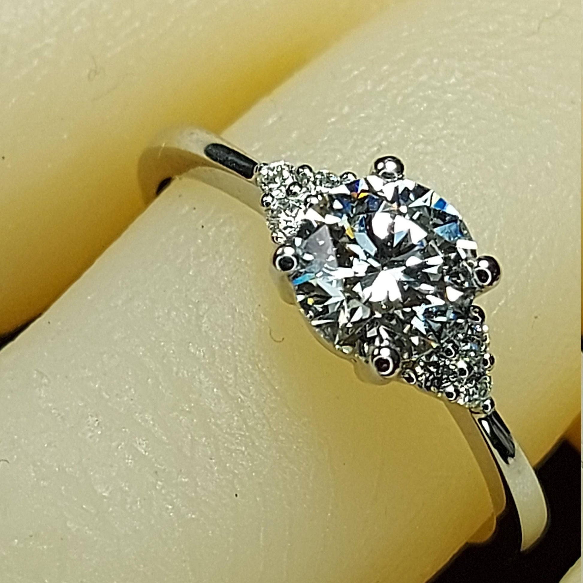 1.10 Ct IGI Certified Round Lab Diamond Three Stone Engagement Ring