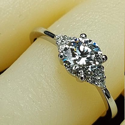 1.10 Ct IGI Certified Round Lab Diamond Three Stone Engagement Ring