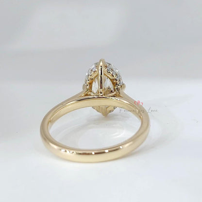 3.5 Ct IGI Certified Oval Lab Diamond Hidden Halo Engagement Ring