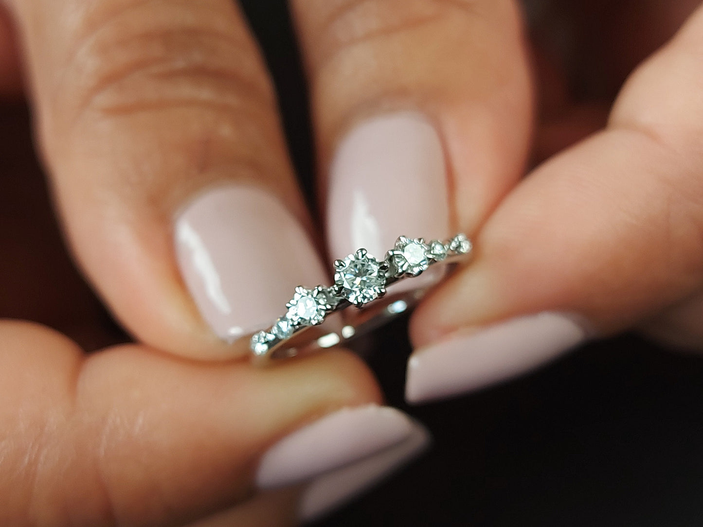 Diamond Stacking Ring Round cut Moissanite Brilliant Cut engagement ring in 935 Argentium Silver — custom handcrafted by Forever For Love