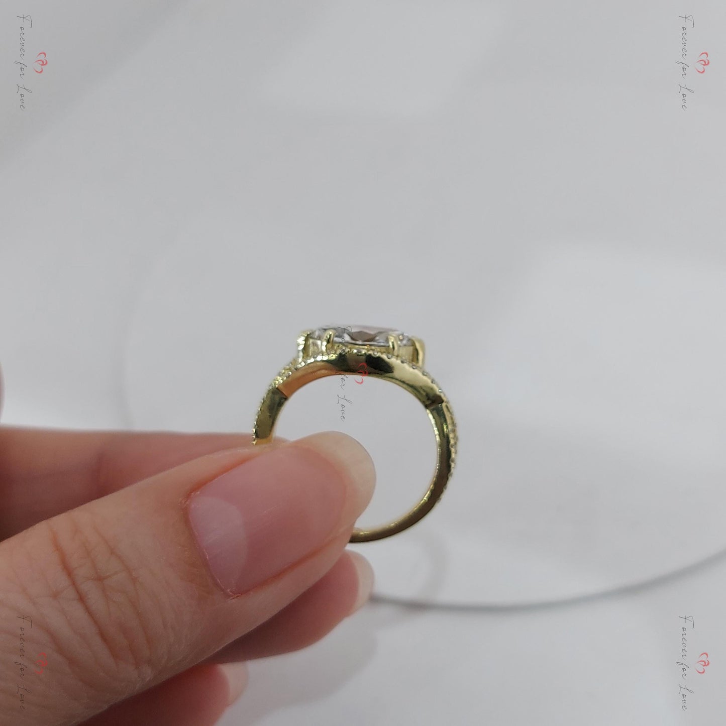 Marquise Diamond Band Marquise cut Moissanite Brilliant Cut engagement ring in 935 Argentium Silver — custom handcrafted by Forever For Love