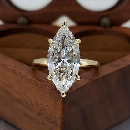 4.1 Ct IGI Certified Marquise Lab Diamond Hidden Halo Engagement Ring