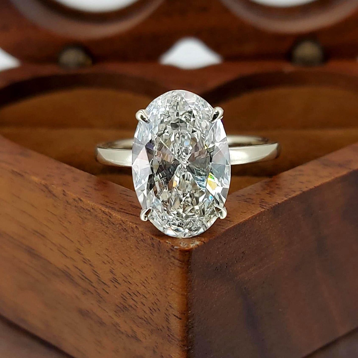 4 Ct IGI Certified Oval Lab Diamond Solitaire Engagement Ring Oval cut 1Ct Moissanite Brilliant Cut engagement ring in 935 Argentium Silver — custom handcrafted by Forever For Love