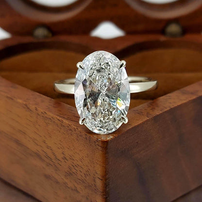 4 Ct IGI Certified Oval Lab Diamond Solitaire Engagement Ring