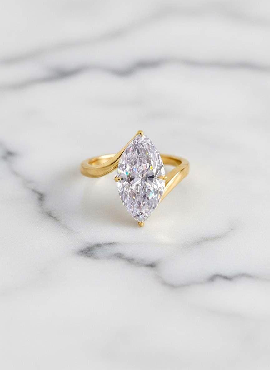 5 Ct IGI Certified Marquise Lab Diamond Solitaire Engagement Ring