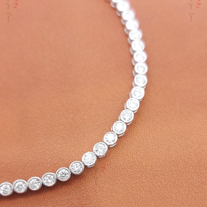 14K Diamant Tennis Armband mit Lünette, rundes Tennisarmband aus Weißgold, im Labor gezüchtetes Armband, wunderschönes Armband mit weißen Diamanten, rundes Armband.