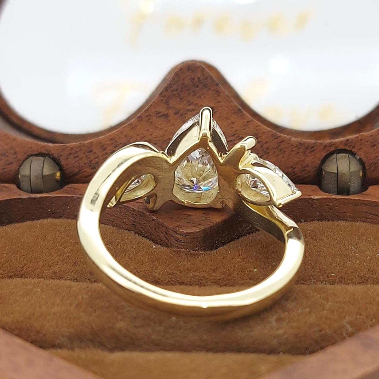 2.2 Ct IGI Certified Pear Lab Diamond Three Stone Ring