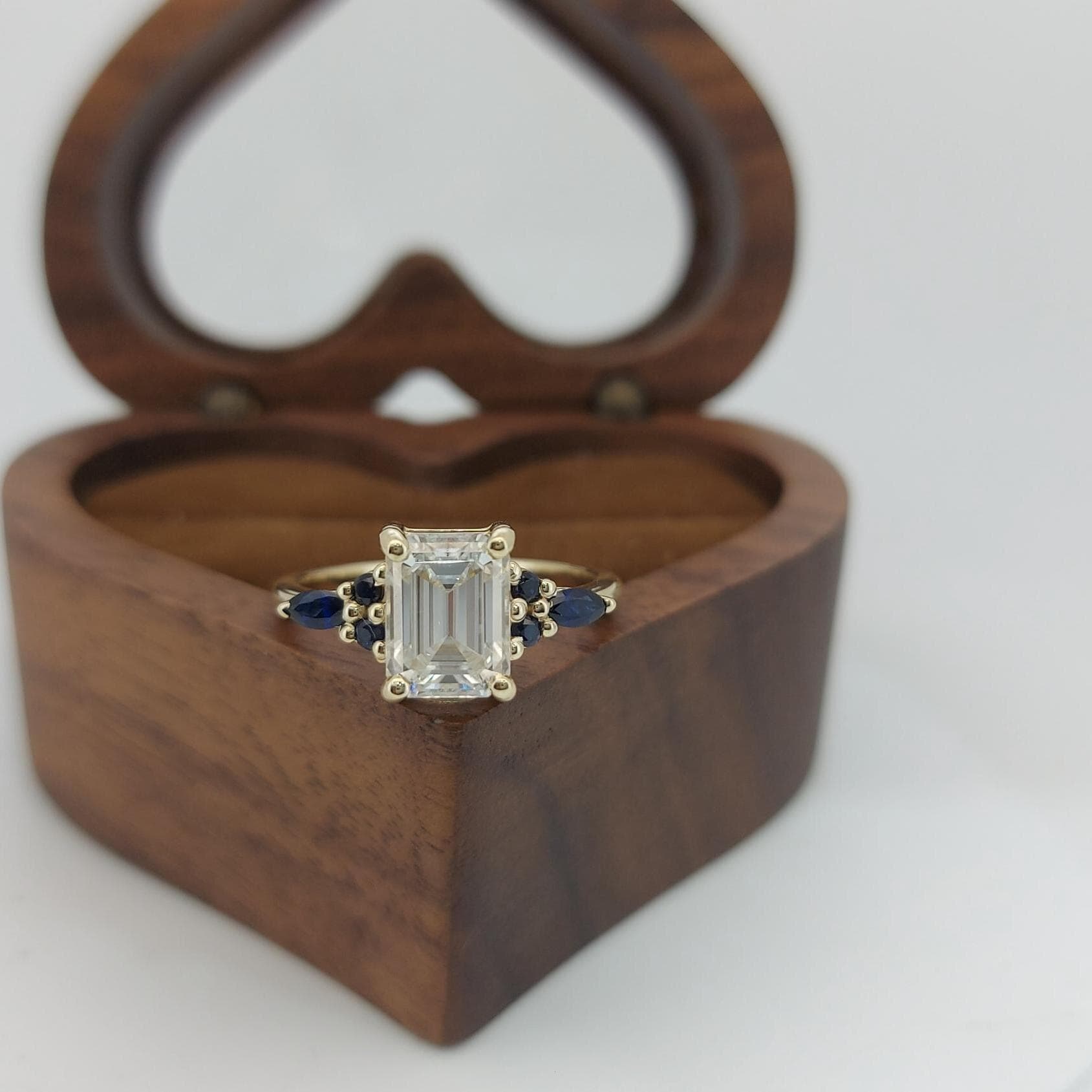 Emerald Diamond, Sapphire Engagement Ring