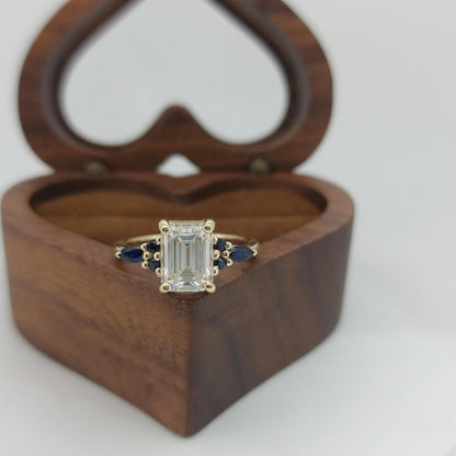 Emerald Diamond, Sapphire Engagement Ring