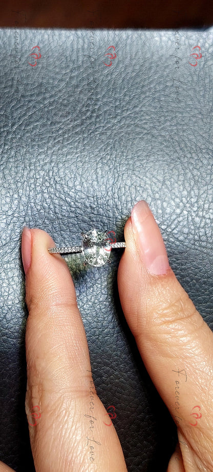 2.8 Ct Oval White Diamond, Sapphire Engagement Ring