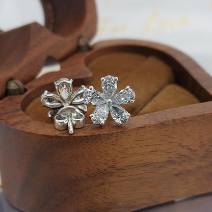 14k Gold Birnenförmige Blüten-Diamantohrringe, Labor-Diamantstecker, im Labor gezüchteter Diamant, Ohrstecker aus massivem Weißgold, Blütenohrringe, perfektes Geschenk